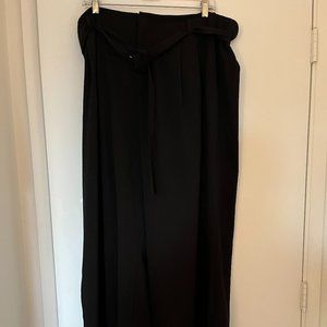 High-Waist, Wide-Leg Pleated Black Trousers